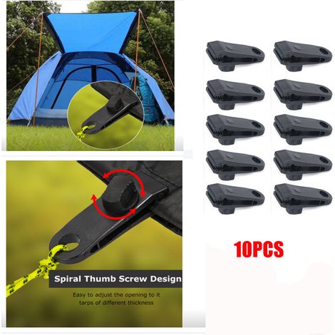 10Pcs Heavy Duty Tent Tarp Tarpaulin Clip Clamp Buckle Camping Tool Hanger (1/5)
