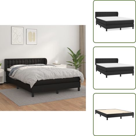 Sommier à lattes de lit avec matelas Noir 140x200 cm Similicuir - Lit Double - Lit Plateforme - Lit Design - Literie - Chambre À Coucher (1/5)