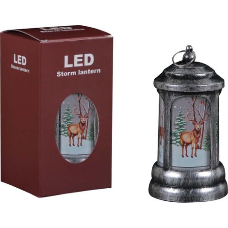 Lanterne De Noël - Veilleuse Portable En Forme De Père Noël - Lampe À Huile Miniature - Décoration Intérieure Et Arbre De Noël - 1 Pièce (1/3)