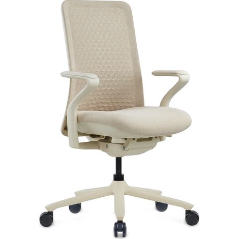 Bürostuhl / Drehstuhl VERVIO Rücken 3D Netzstoff / Sitz Stoff beige hjh OFFICE