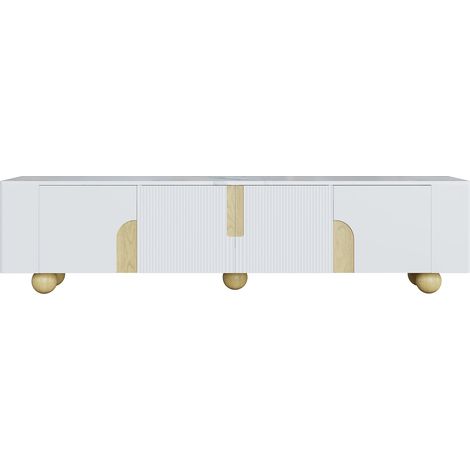 CAIziMeuble TV effet bois 180 cm 4 portes poignées demi-rondes moderne (1/5)
