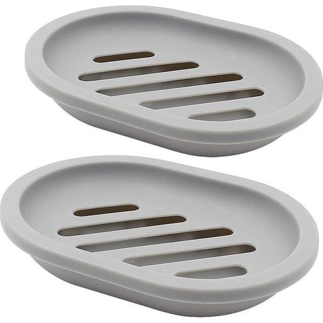 Set di 2 portasapone, portasapone, salvasapone, portasapone da viaggio, facile da pulire, asciutto (grigio)