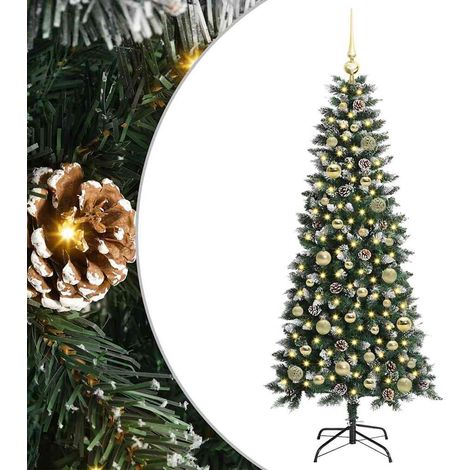 Sapin de Noël，Arbre de Noël artificiel avec 150 LED Vert 66 x 66 x 150 cm CFW66996 (1/5)