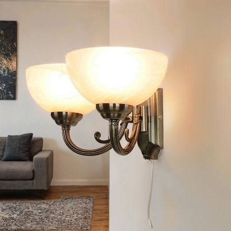 Wandlampe MARLENE mit Glasschirm Weiß Bronze (1/5)