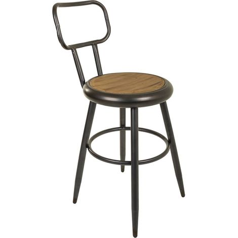 Taburete de metal y madera marrón 42x54x92 (1/5)