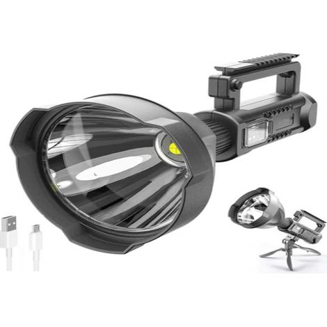 Good Shop Good Shop Projecteur super lumineux, lampe torche tactique rechargeable à LED avec trépied et sortie USB, lampe de travail (1/5)