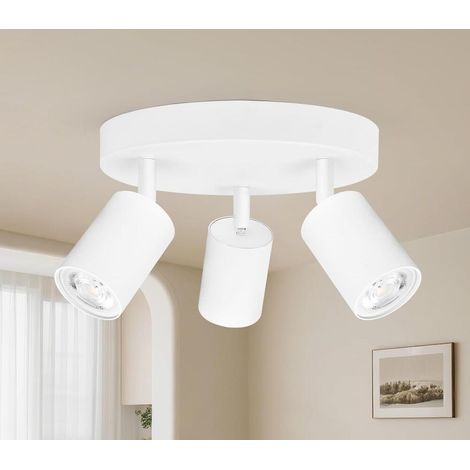 Applique Spot Rond – Plafonnier 3 Spots LED Orientable Spots de Plafond GU10 Plafonnier Spot blanc (1/5)