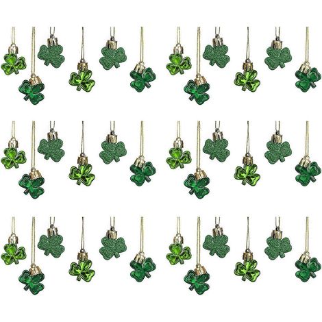 36-teiliges St. Patrick's Day Kleeblatt-Ornament-Set, Glücksklee-Anhänger, Hängekugeln, Dreiblatt-Anhänger, Dekoration für Schlüsselbund, Baum, Regal, Heimdekoration, Irisches Fest