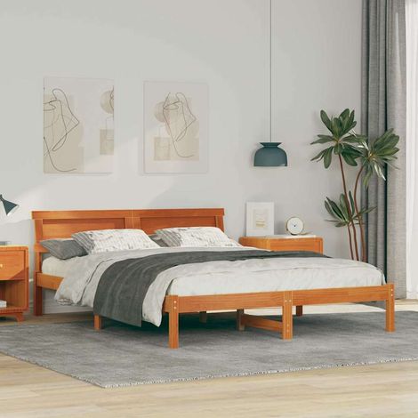 Estructura de cama con cabecera Marrón cera 150 x 200 cm vidaXL (1/5)