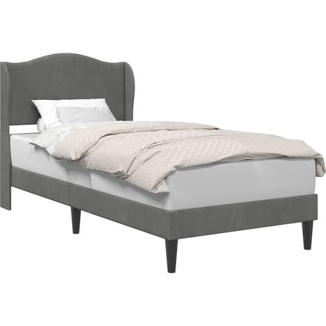 Bed Frame with Headboard Dark Grey 90 x 190 cm Velvet vidaXL