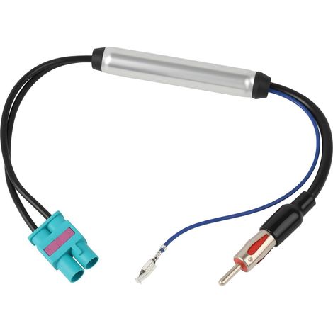 Amplificateur Antenne Autoradio, Adaptateur Antenne Autoradio avec Double Fakra vers DIN, Amélioration du Signal FM/AM/Dab, Installation Facile pour Voitures et Autoradios Tous Modèles (1/5)