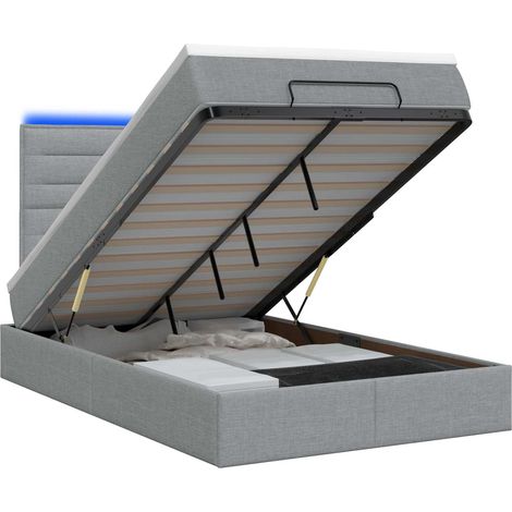 Maison Exclusive - Lit coffre avec matelas et LED Gris clair 120 x 200 cm Tissu (1/5)