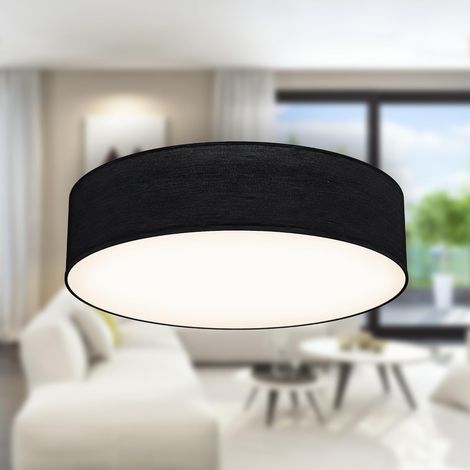 Ceiling light with fabric shade, E27 socket, max. 40 watts, chandelier, living room chandelier, bedroom chandelier, ceiling light fixture, kitchen chandelier, living room ceiling light, 38x10 cm, blac (1/5)