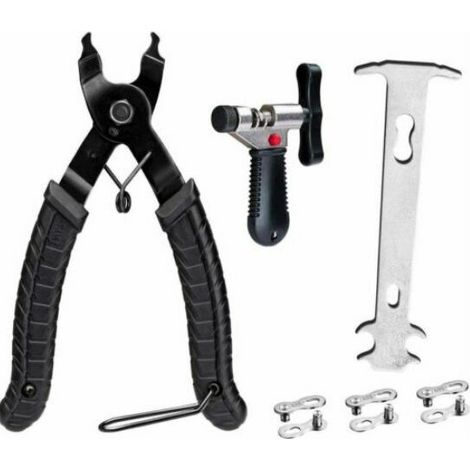 Outils de chaîne de vélo avec crochet de chaîne, pince à maillons de vélo + séparateur de chaîne de vélo + vérificateur de chaîne de vélo pour vélo