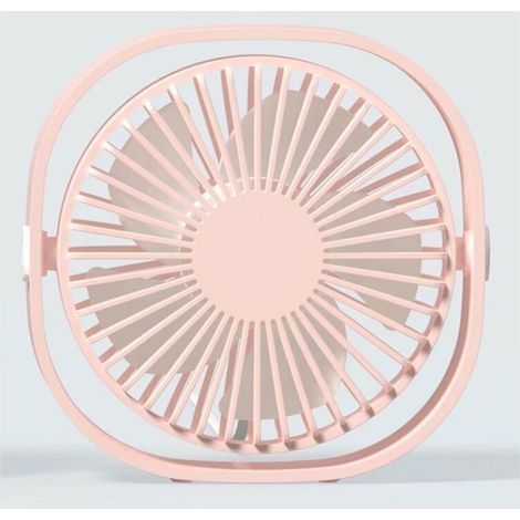 Ventilador de escritorio USB de 3 etapas y 360°, mini ventilador de velocidad variable en color rosa. (1/5)
