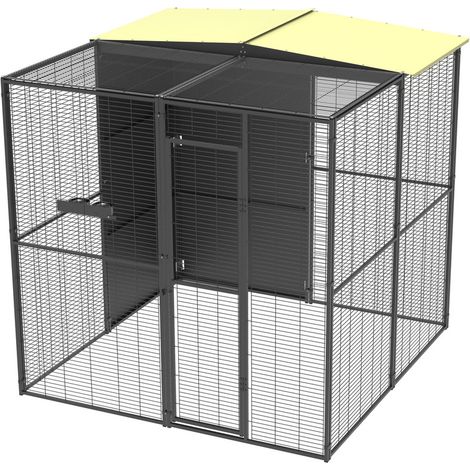 Volière de jardin pour perroquets 4m² – Toit mixte – Panneaux acier non toxique – Hauteur 195 cm – Système d'ancrage au sol – Imor (1/5)