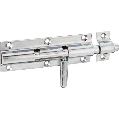 Verrou de box avec poignée ronde et gâche attachée passivé platine 120 x 41 mm Ø du boulon 16 mm longueur totale 160 mm (1/2)