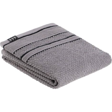 Serviette de toilette 100% Coton bicolore Gris et Noir 50 x 90 cm - TENDANCE (1/3)