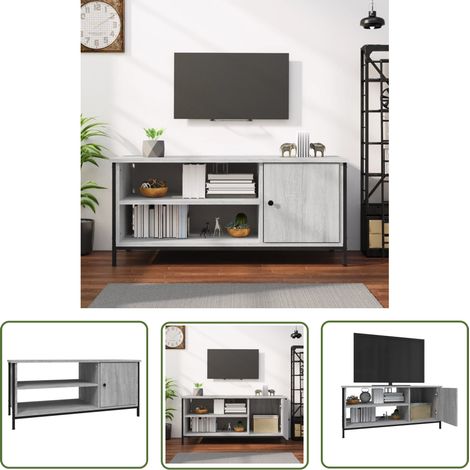 The Living Store Meuble TV sonoma gris 100x40x45 cm bois d'ingénierie - Meuble Tv - Meuble Téléviseur - Support Tv - Unité Tv - Meubles Salon (1/5)
