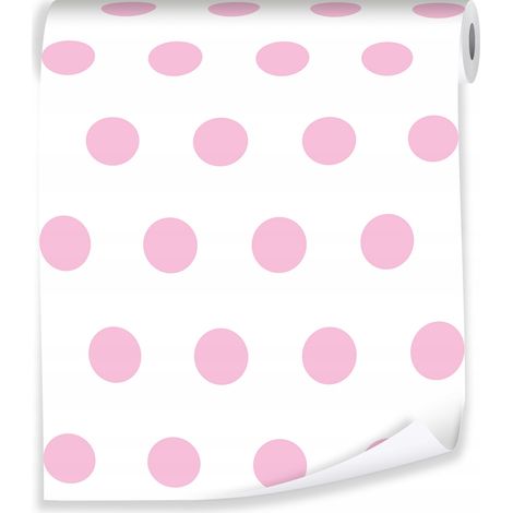 Papier peint pour enfants à pois roses pour décorer les murs d'une chambre d'enfant – rouleau 0,5 x 10 m, papier peint intissé écologique Wallarena