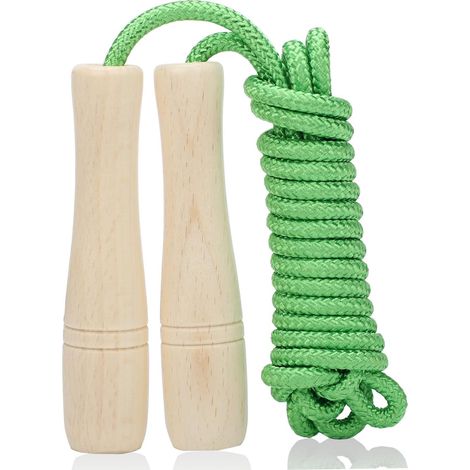 KOWOLL Corde à sauter pour enfants, 2,6 m, réglable, avec poignée en bois, pour filles et garçons (1/5)