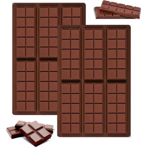 2pcs Moules à Chocolat en Silicone,6 Cavités,Anti-Adhésifs en Silicone Qualité Alimentaire,pour Faire du Chocolat,Fondant,Gelée,brun (1/5)