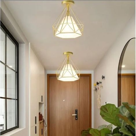 Plafonnier Intérieur Moderne en Fer Doré - - Lot de 2 - E27 - 40W (1/4)