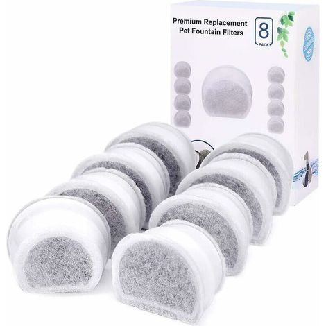 Ersatz-Kohlefilter für PetSafe Drinkwell Avalon-, Pagoda-, 2-Gallonen-, Sedona- und Seascape-Brunnenfilter, 8er-Pack Brunnenfilter