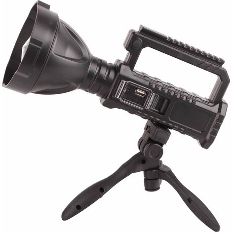 Wiederaufladbare LED-Taschenlampe mit großer Reichweite, USB-wiederaufladbar, kompakte Outdoor-Taschenlampe mit Stativ (1/5)