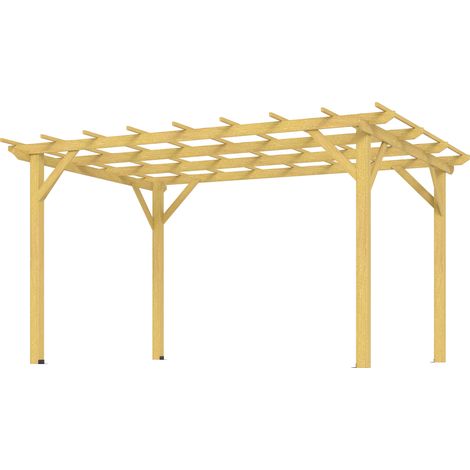 Pergola bois 3x4m pour plantes grimpantes, bois naturel (1/5)
