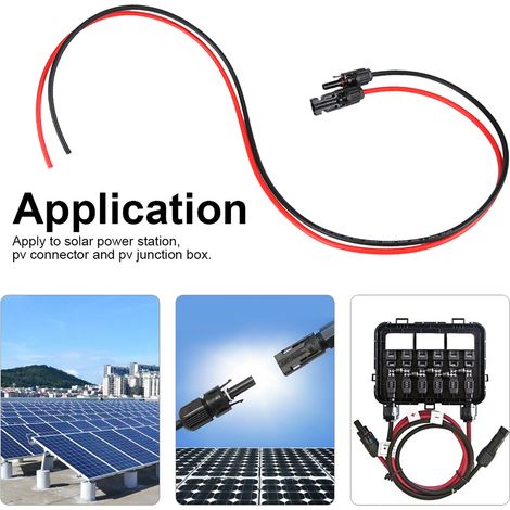 Connecteurs Solaires PV Paire Rouge & Noir 2.5mm avec Câble 3.5 FT - IP67, DC1000V, 30A, Matériel Cuivre et Plastique Haute Qualité (1/5)