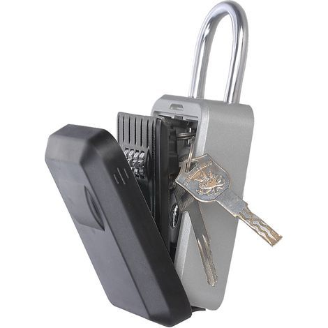 Secure Wall-Mounted Key Box with 4-Digit Combination Lock, Extra Large Outdoor Key Safe with Handle, Key Box Size (Black) (1/5)