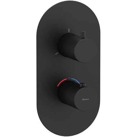 Ravak Espirit - Grifo termostático empotrado para 3 dispositivos, negro mate X070289 (1/5)