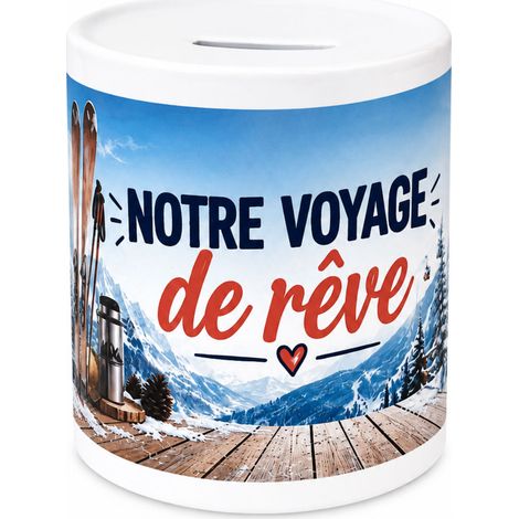 Tirelire voyage de rêve couple cagnotte montagne et ski (1/3)