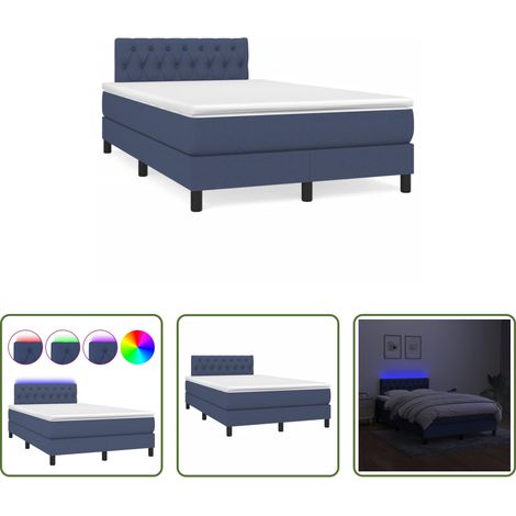 vidaXL LED-Leiste - Boxspringbett mit Matratze & LED Blau 120x190 cm Stoff (1/5)