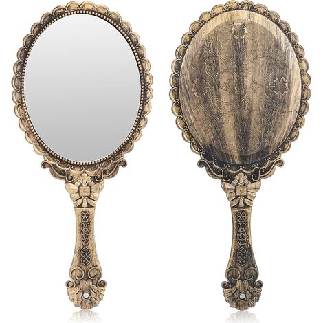1 Miroir de poche, design rétro fleurs en relief, poignée ergonomique, format compact, idéal voyage et maquillage (1/5)