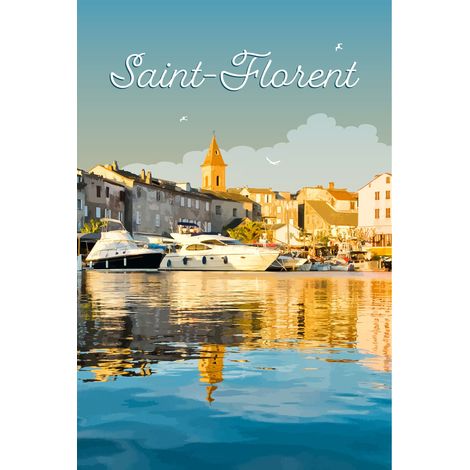 Tableau sur toile illustration Saint-Florent 30x45 cm - Impression sur Toile Murale Décorative - Image imprimée en HD sur Toile - Toile sur Châssis en Bois FSC - Fabriqué en France (1/5)
