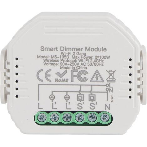 Module de Variateur Intelligent 2 Voies Contrôle par Application Montage Encastré 90‑250V (1/5)
