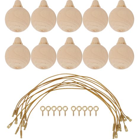 10 boules Noël bois non finies DIY – Suspension arbre embellissements arts artisanat dessin jouet, décoration (1/5)