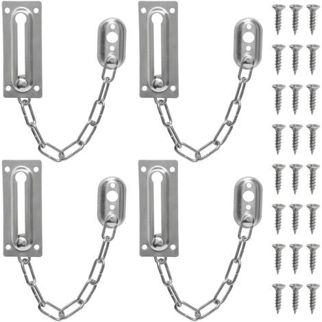 QORVA-Lot de 4 chaînes de sécurité en acier inoxydable avec 24 vis assorties pour porte d'entrée, balcon, résidence, chambre, armoire, fenêtre, motel