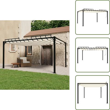 Pergola mit Lamellendach 3x4 m Creme Stoff und Aluminium - Pergola - Gartenpavillon - Lamellendach - Gartendeck - Sommergarten (1/5)