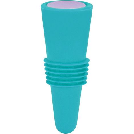 Bouchon de Bouteille de Vin en Silicone Alimentaire et Acier Inoxydable, 6.1x2.35cm, Bleu, Réutilisable et Décoratif (1/5)