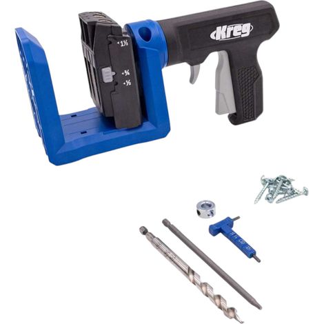 Plantilla para taladrar agujeros ciegos KREG Pocket Hole Jig 520 PRO ( KPHJ520PRO2 ) + broca escalonada + punta + tornillos