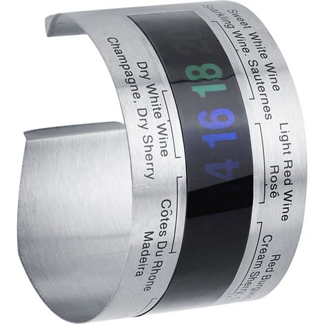 Edelstahl-Weinthermometer mit LCD-Anzeige für Flaschen, Bier und Rotweine – Armband-Temperatursensor (1/5)