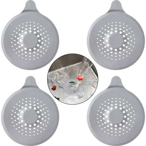 Lot de 4 protections de bonde en silicone, crépine avec ventouse, bonde de baignoire