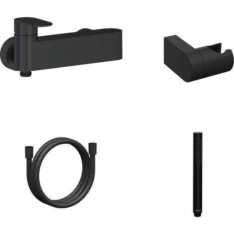 Ravak Chrome II - Grifo de ducha con accesorios, negro mate X07S122 (1/3)