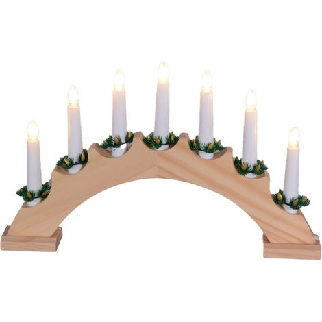 TrendLine LED Weihnachtsbogen Holz mit Kerzen 40 x 25 cm warmweiß Fensterdekoration