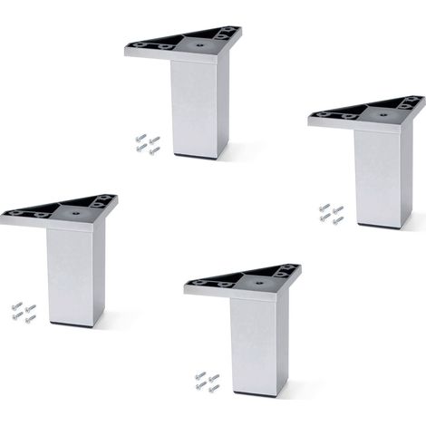 Emuca Lote de 4 pies para muebles Alumix 1, altura 100mm, Plástico, Gris metalizado (1/5)