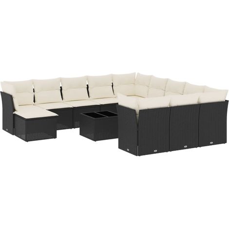 Maison Exclusive - Set Divani da Giardino 13pz con Cuscini Nero in Polyrattan (1/5)