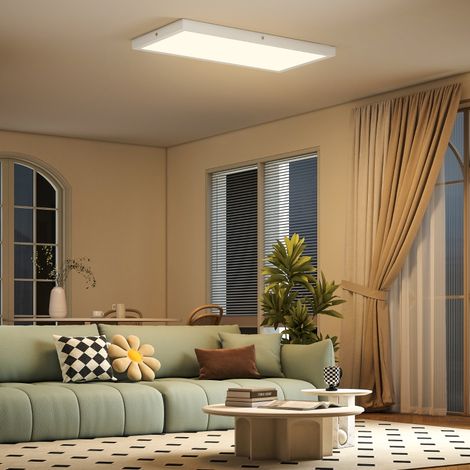 Juego de 4 Lámparas de Techo LED Regulables 3000K/4000K/6000K con Interruptor DIP 60x30 cm Blanco